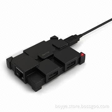 USB Hub and Card Reader/Network Card Combo, Supports 10M/100M Network Connection